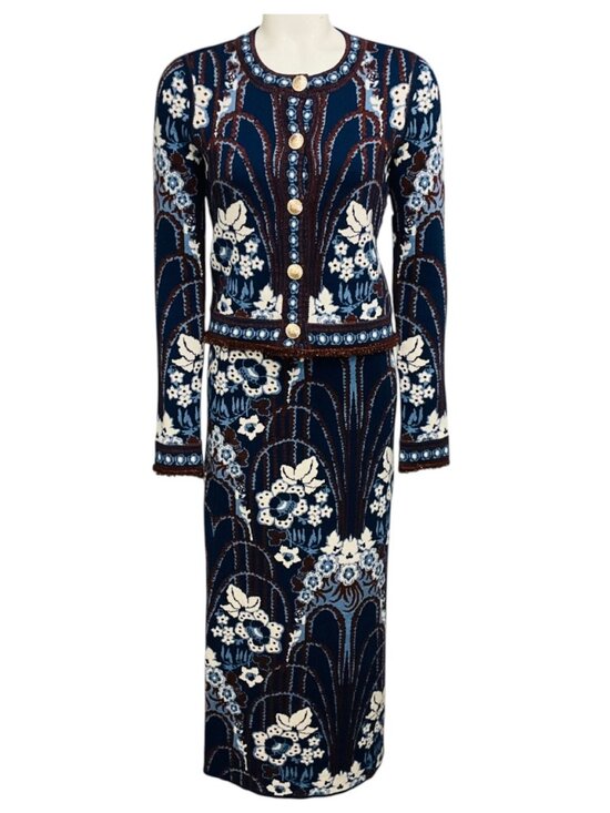 Cara Cara Dresses & Skirts - Cara Cara Fontaine Navy Knit Livi Jacket and Clara Skirt